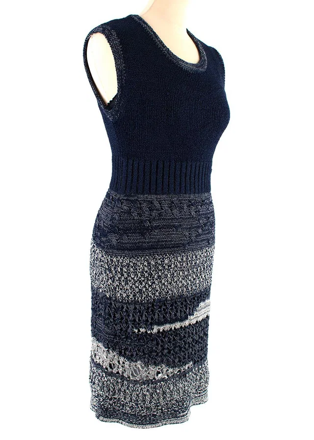 Chanel Blue Knitted Sleeveless Dress in Blue Nylon from HEWI