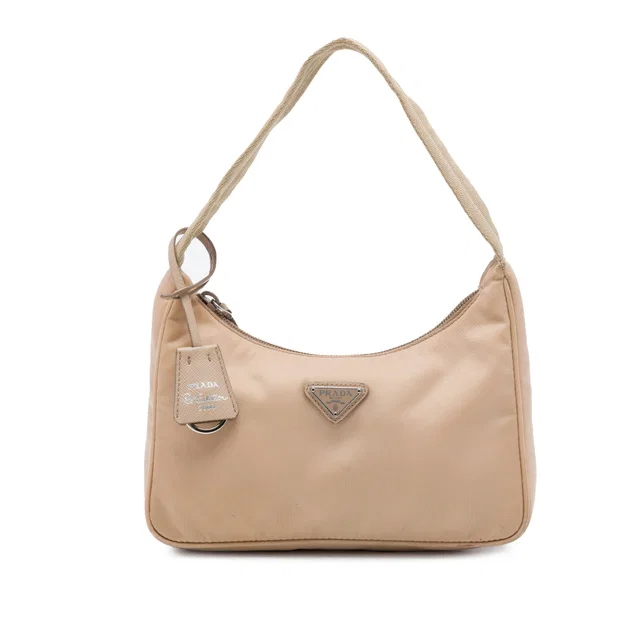 Beige Prada Mini Tessuto Re Edition 2000 Shoulder Bag in Beige Nylon from Designer Revival