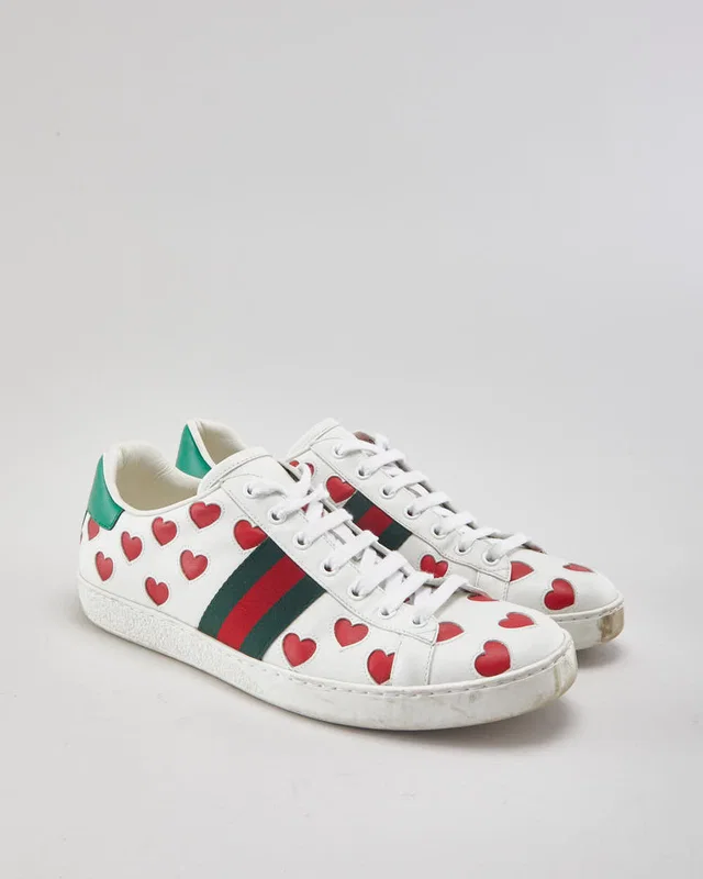 Gucci Ace Valentines Hearts Trainers - UK7.5 from Rokit Vintage