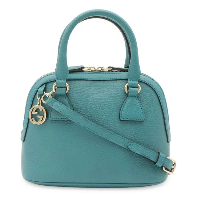 Gucci Interlocking G 2-Way Shoulder Bag Crossbody Leather Emerald Blue Gold in Blue Leather from The Reluxe