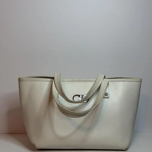 Ferragamo Women's Tote bags - White/Cream in white from Depop, photo 1 of 1
