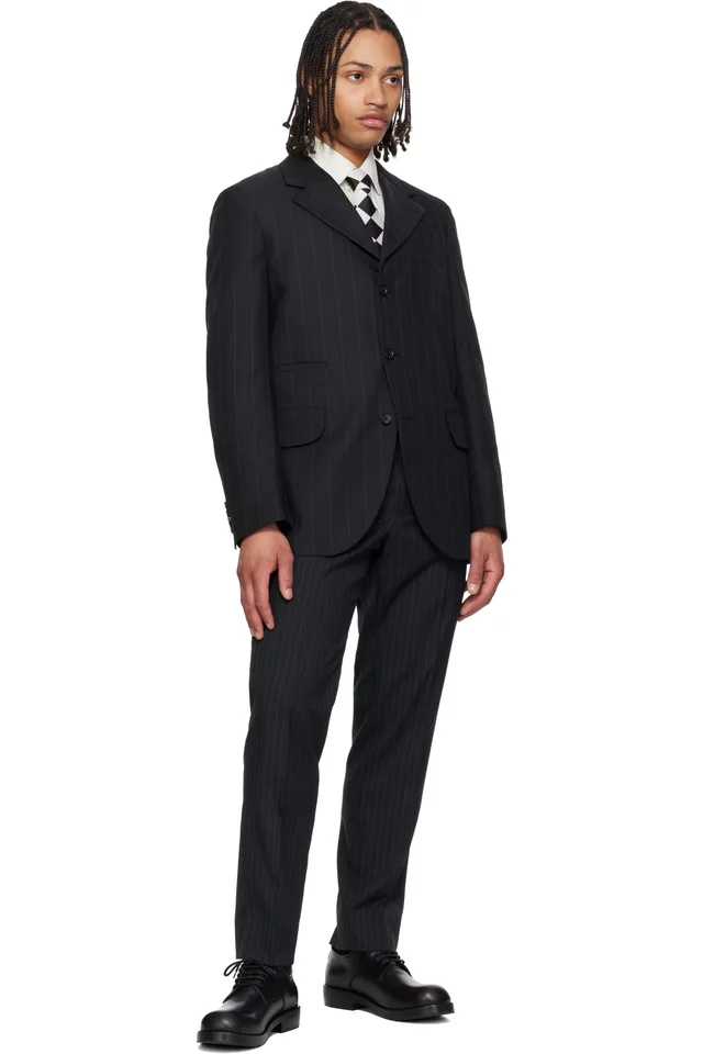 Comme des Garçons Homme Deux Black & White Silk Geometric Pattern Tie, photo 3 of 3 from SSENSE