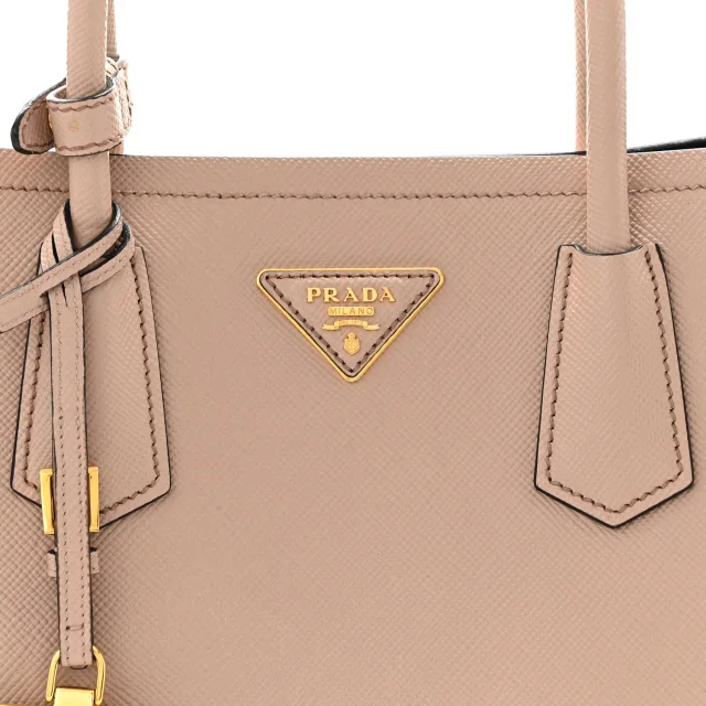 Prada Saffiano Cuir Medium Double Bag Cammeo Black in Black Saffiano leather from FASHIONPHILE, photo 8 of 10