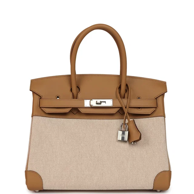 Hermès Birkin 30 Biscuit, Ecru, Beige Toile H Canvas Swift Palladium Hardware in Beige Swift leather from Madison Avenue Couture