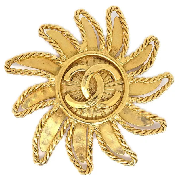 Chanel Sun Brooch Gold 94A in Gold from AMORE Vintage Tokyo