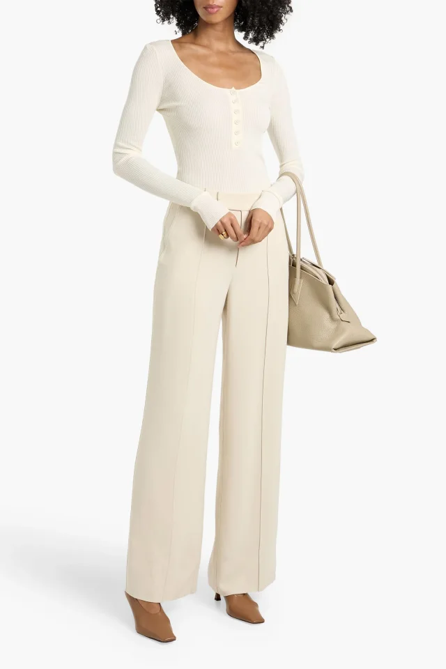 Proenza Schouler Weyes Crepe Straight-Leg Pants in Cream, photo 2 of 4 from THE OUTNET