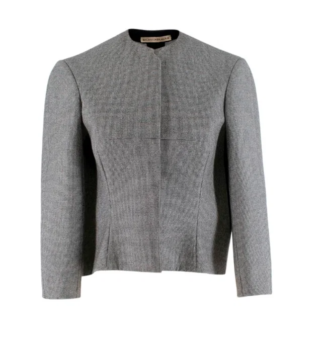 Balenciaga Wool Houndstooth Structured Crop Jacket in Wool from HEWI