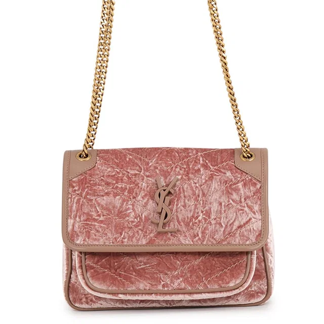 Saint Laurent Chain Shoulder Bag Niki Baby Velvet Leather in Velvet from The Reluxe