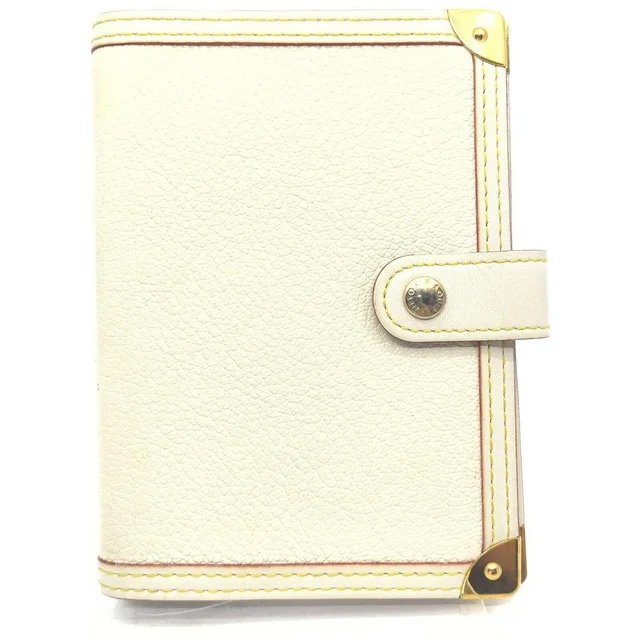 Louis Vuitton White Suhali Leather Small Ring Agenda PM Diary Cover in White Leather from Bagriculture