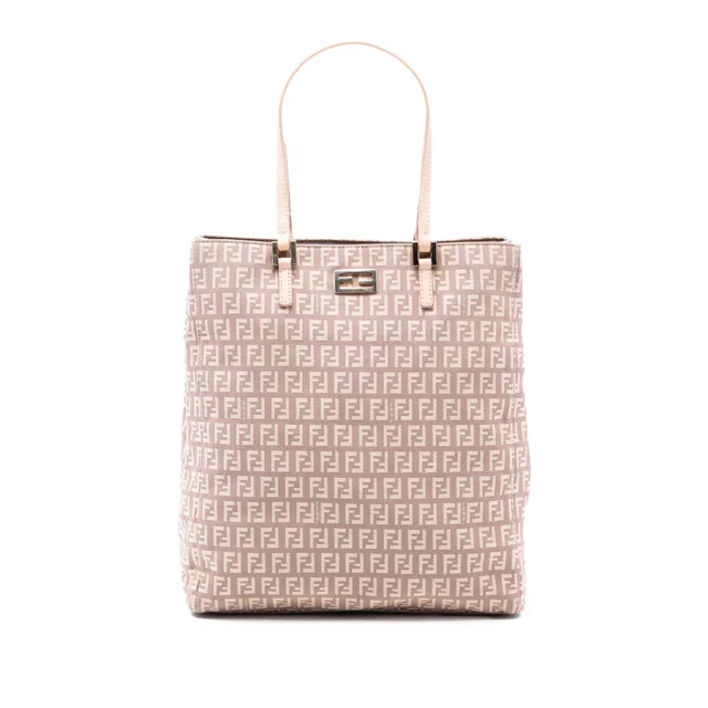 Pink Fendi Zucchino Canvas Tote in Pink Canvas from Designer Revival