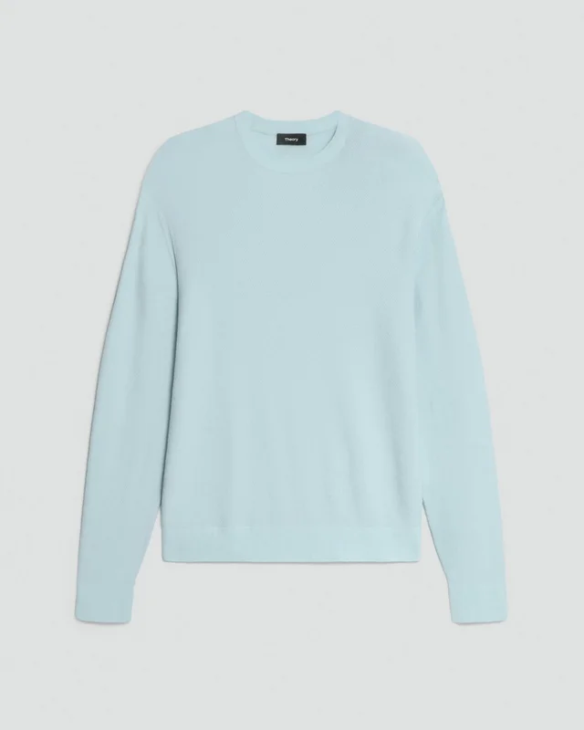 Theory Riland Crewneck Sweater in Light Bilen in LIGHT OCEAN AIR 62% Viscose, 38% Polyester; Exclusive Of Elastic, photo 6 of 12 from Theory
