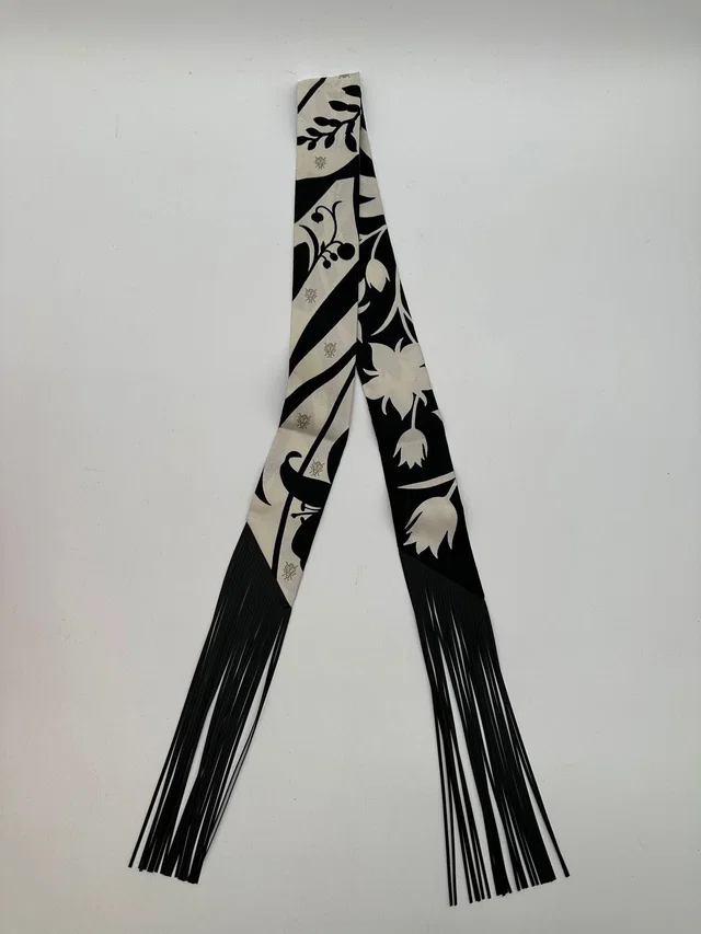 Hermès Jumping leather fringes Twilly Creme/Alezan/Anthracite in Leather from Luxury Promise