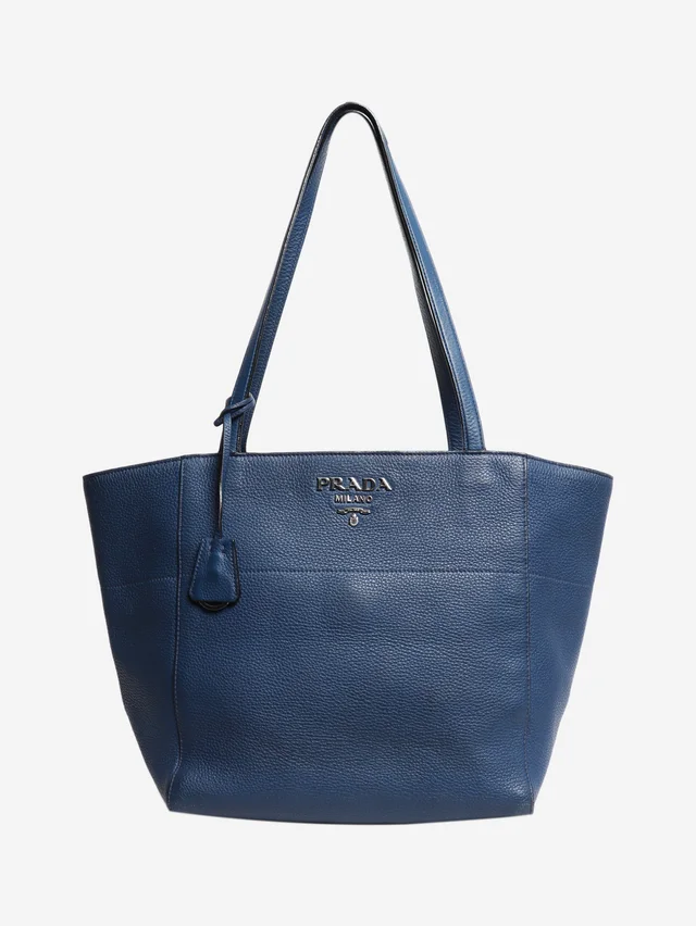 Prada Blue Vitello Daino tote bag in Blue Leather from Sign of the Times