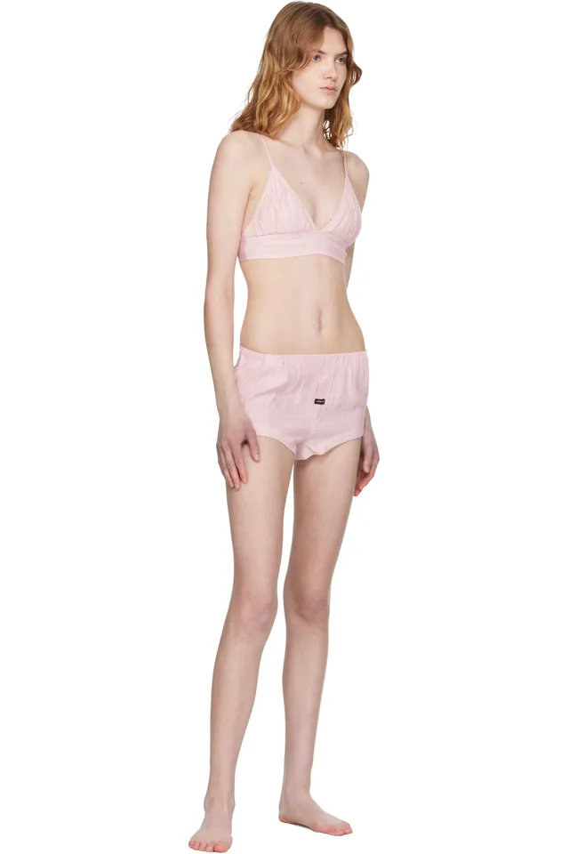 OPEN YY Pink Crinkled Bralette, photo 4 of 4 from SSENSE