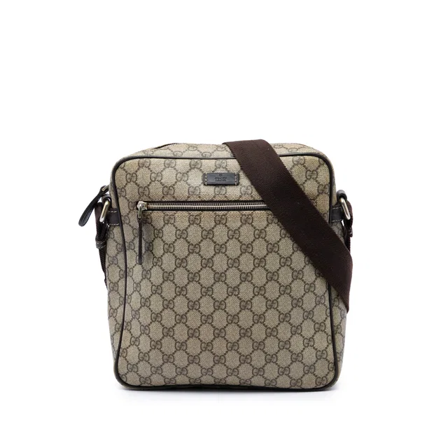 Beige Gucci GG Supreme Crossbody in Beige Coated canvas from Designer Revival