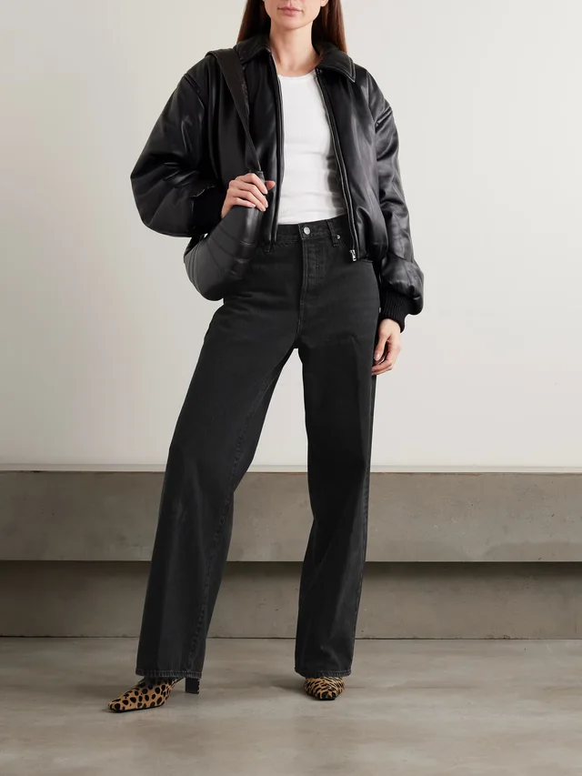 FRAME The Collegiate high-rise wide-leg jeans in Black, photo 2 of 2 from NET-A-PORTER (Canada)