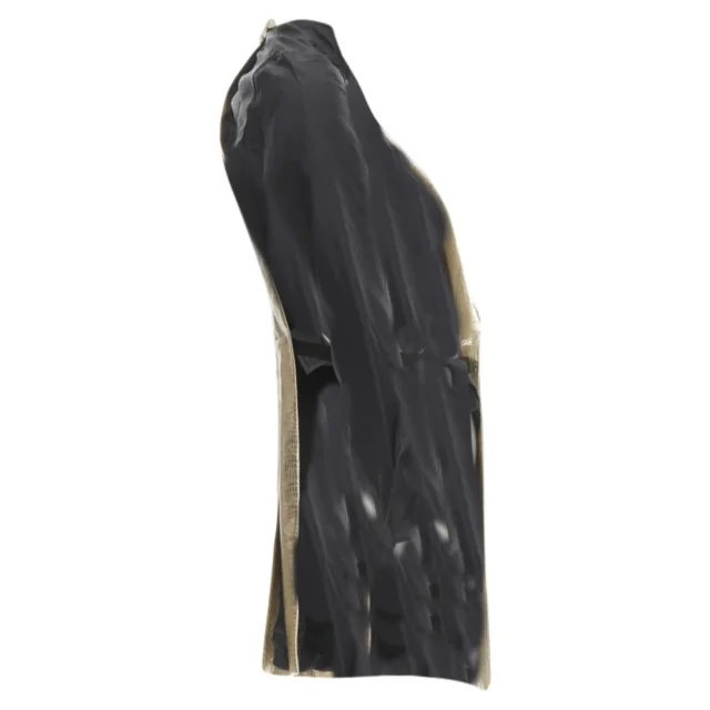 Comme des Garcons gold pleated harness tie open jacket in gold, photo 4 of 6 from ShopSimon