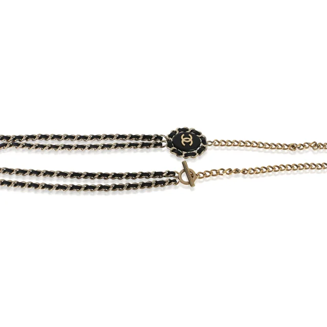 Chanel Gold-Plated 2016 Leather & Chain Link Cc Necklace in Gold Leather from HEWI, photo 2 of 2