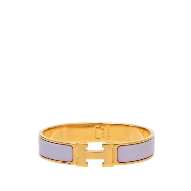 Purple Hermès Narrow Enamel Clic H Bracelet PM in Purple from Designer Revival
