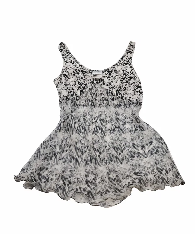 Chanel Silk Black White Tank Top in Black Silk from Luxury Promise