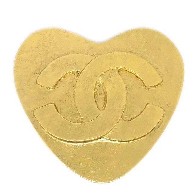 Chanel Heart Brooch Pin Gold 95P in Gold from AMORE Vintage Tokyo
