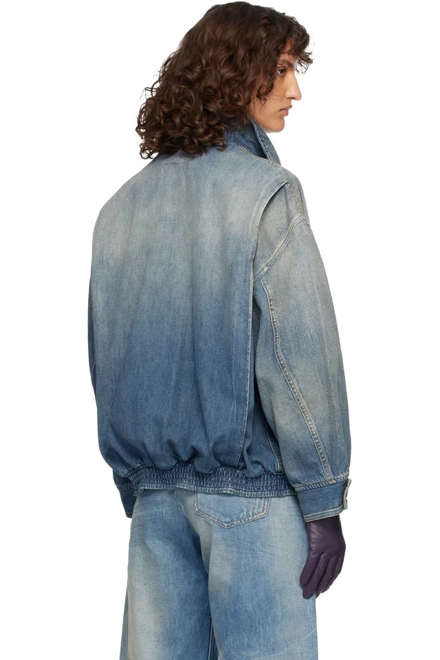 MM6 Maison Margiela Blue Flap Pocket Denim Jacket, photo 3 of 4 from SSENSE