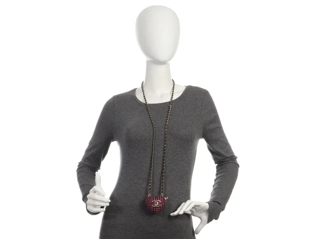 Chanel Purple and Black Tweed Heart Locket Necklace in Black Tweed from Ann's Fabulous Finds, photo 1 of 1