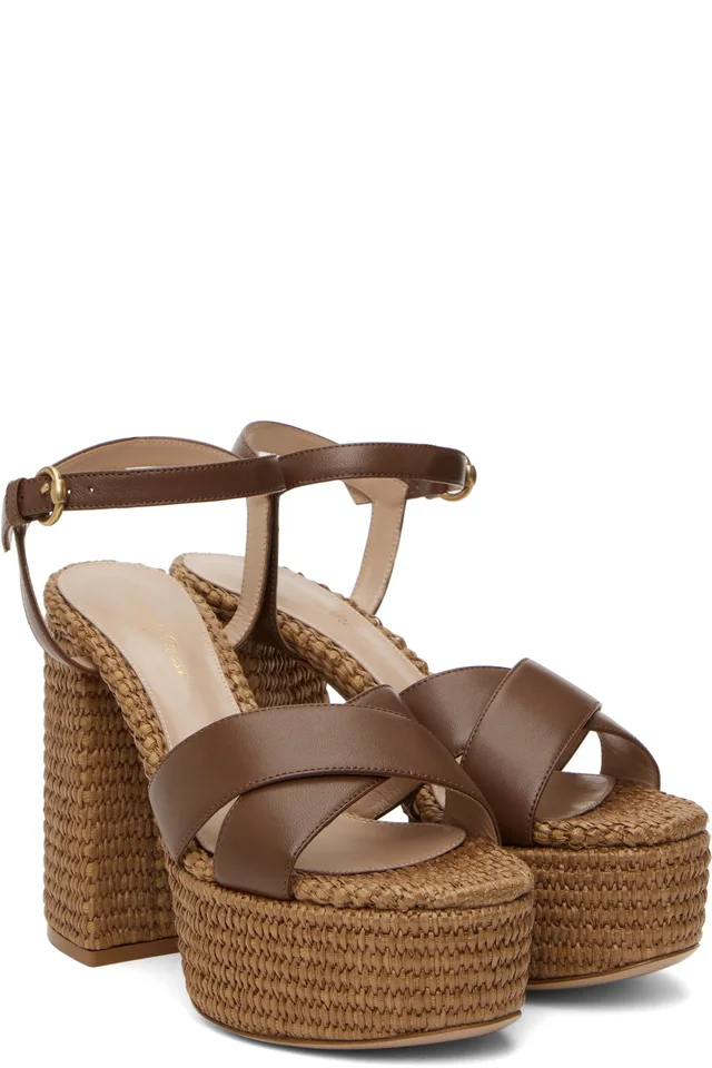 Gianvito Rossi Brown Bebe Heeled Sandals, photo 4 of 5 from SSENSE