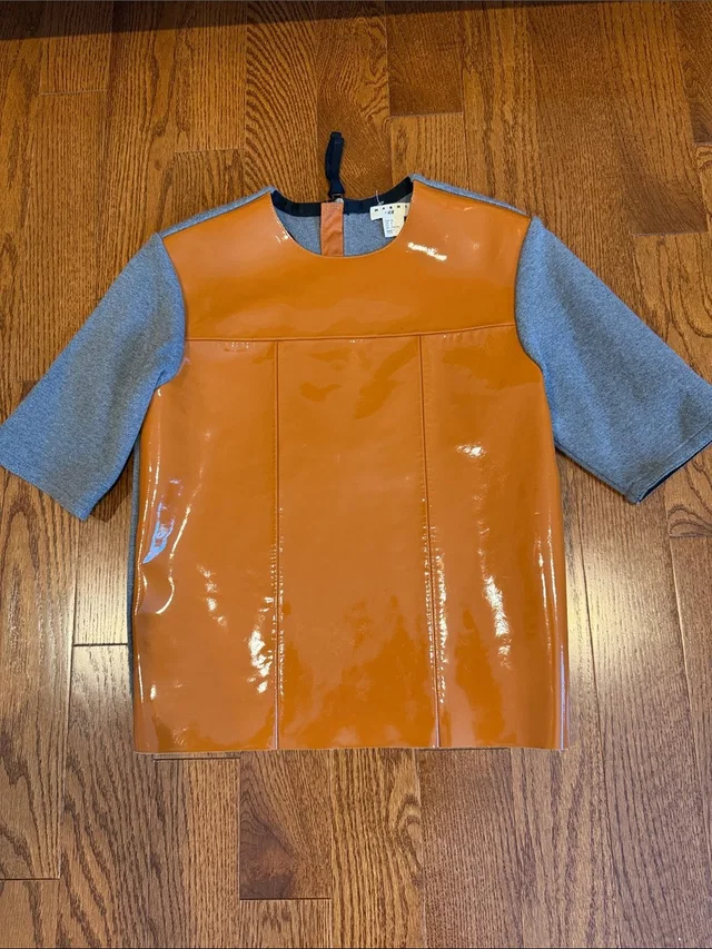 Marni X H&M Patent Leather Box Tee in orange|gray Patent leather from Poshmark