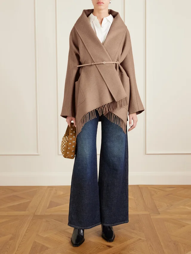 MAX MARA Belted fringed camel hair coat in Beige, photo 2 of 2 from NET-A-PORTER (Canada)