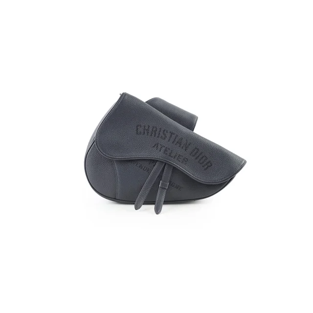 Dior Men's Saddle Atelier Signature Crossbody Bag Dark Grey in Grey Leather from The Purse Affair