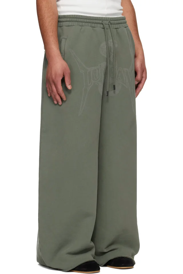 LU'U DAN Green Raw-Cut Bontan Sweatpants, photo 2 of 4 from SSENSE