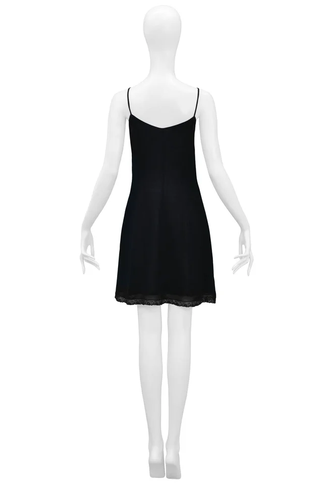 Dolce & Gabbana Black Slip Dress With Lace Trim in Black Nylon from Resurrection Vintage, photo 2 of 2