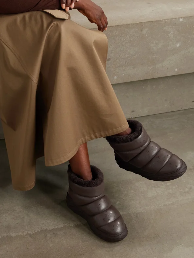 JIMMY CHOO Xan shearling-lined quilted logo-embossed leather boots in Brown, photo 2 of 2 from NET-A-PORTER (Canada)