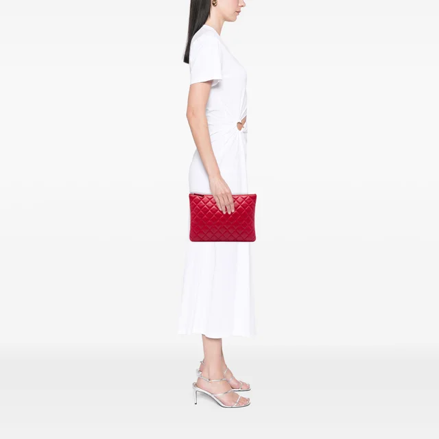 Red Chanel Medium Quilted Lambskin O Case Clutch in Red Lambskin from Designer Revival, photo 2 of 2