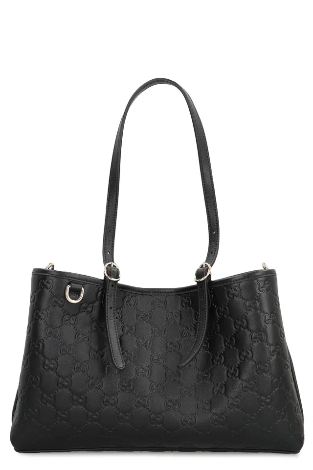 Gucci Gg Monogram Embossed Calfskin Shoulder Bag — Black in Black Calfskin from HEWI