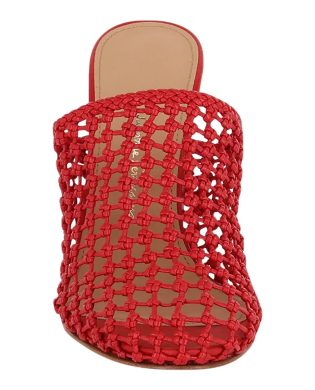 Salvatore Ferragamo Ellas X5 Caged Mules in red, photo 4 of 6 from ShopSimon