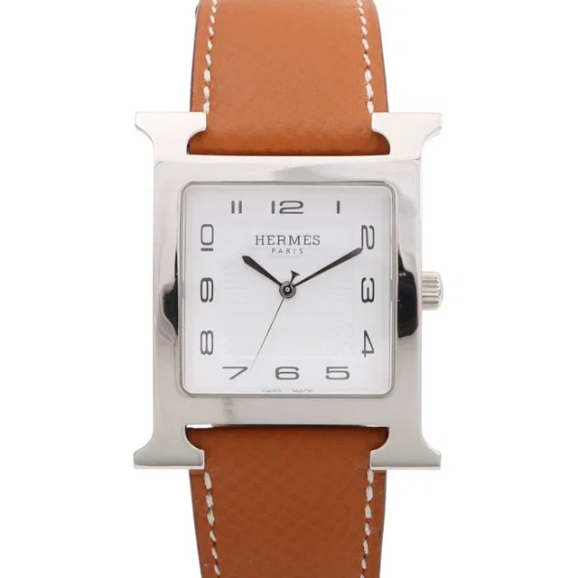 Hermès H Watch 34.9mm HH1.810 Quartz White/Silver in White Leather from VINTAGE QOO TOKYO