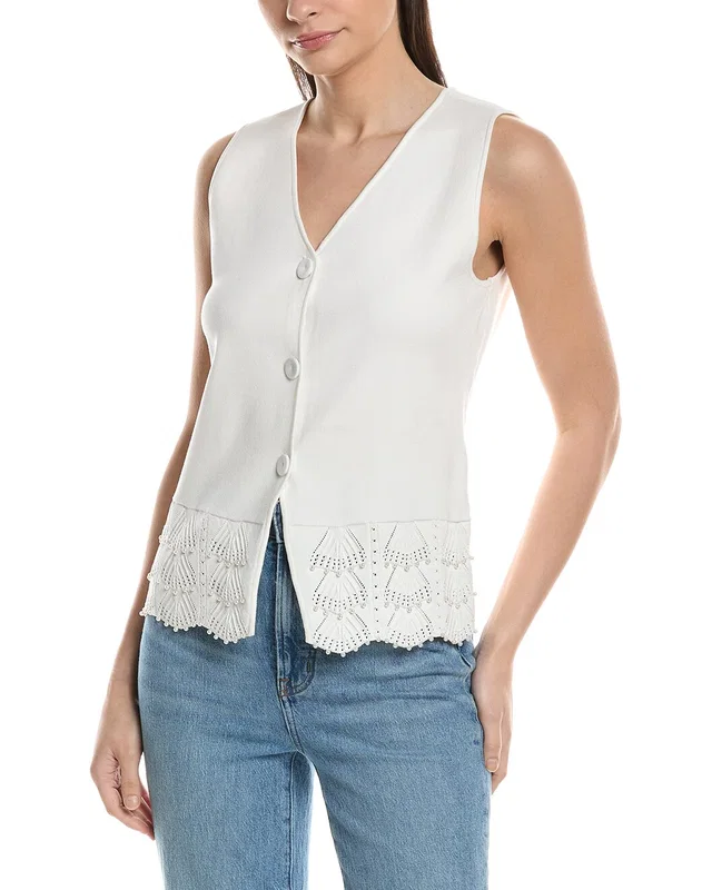Ellen Tracy Button Front Sweater Vest in https://asset1.ruecdn.com/images/sw/141565/1415650651_RLSW_white.jpg, image 1 of 1 from Rue La La