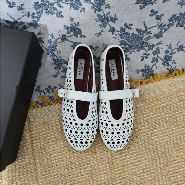 Alaïa Perforated Mary Jane Loafers in white Leather from Poshmark