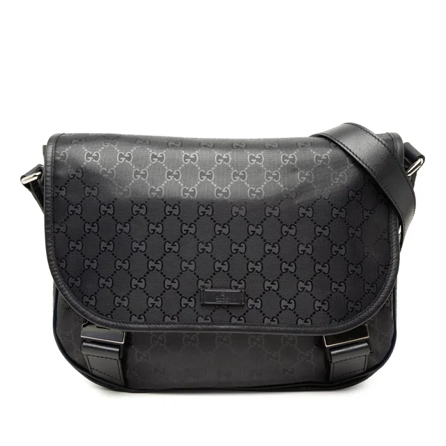 Black Gucci GG Imprime Crossbody in Black Coated canvas from Designer Revival