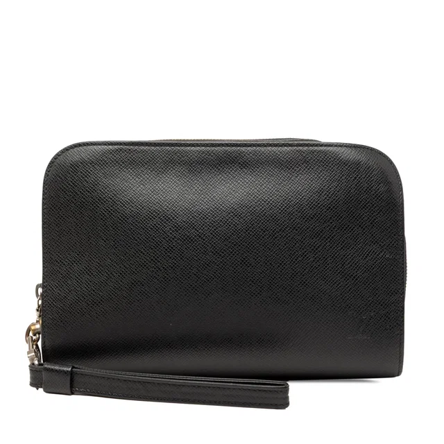 Black Louis Vuitton Taiga Pochette Baikal Clutch Bag in Black Leather from Designer Revival