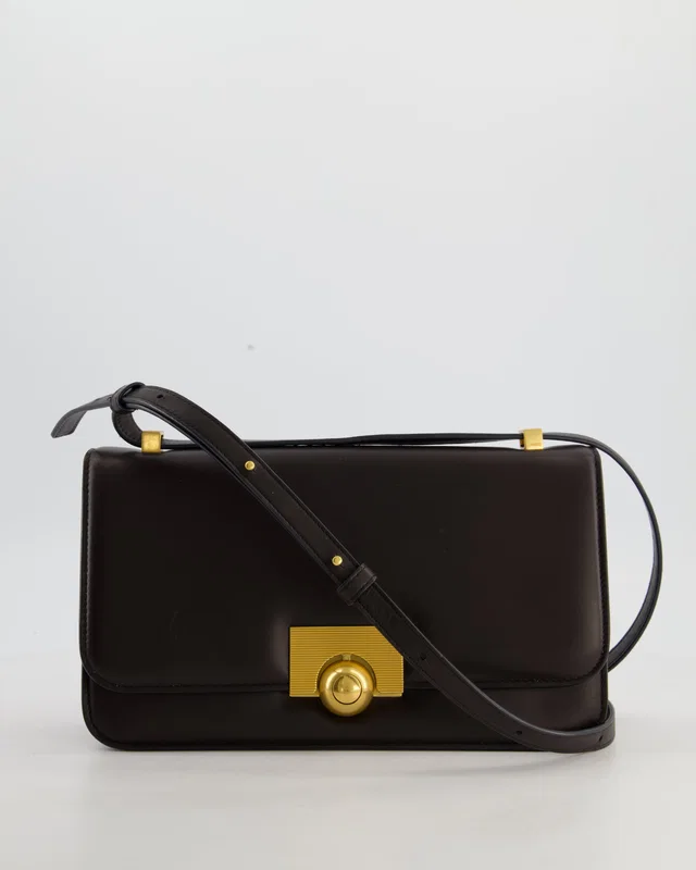 Bottega Veneta Brown Spazzolato Calfskin Leather Shoulder Bag in Brown Calfskin from Sellier