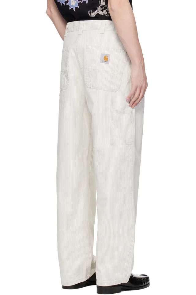 Carhartt Work In Progress Off-White Mercer Stripe Single Knee Trousers, photo 3 of 4 from SSENSE