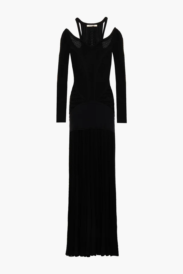 Roberto Cavalli Pointelle-Knit Cutout Maxi Dress in Black from THE OUTNET, photo 1 of 1