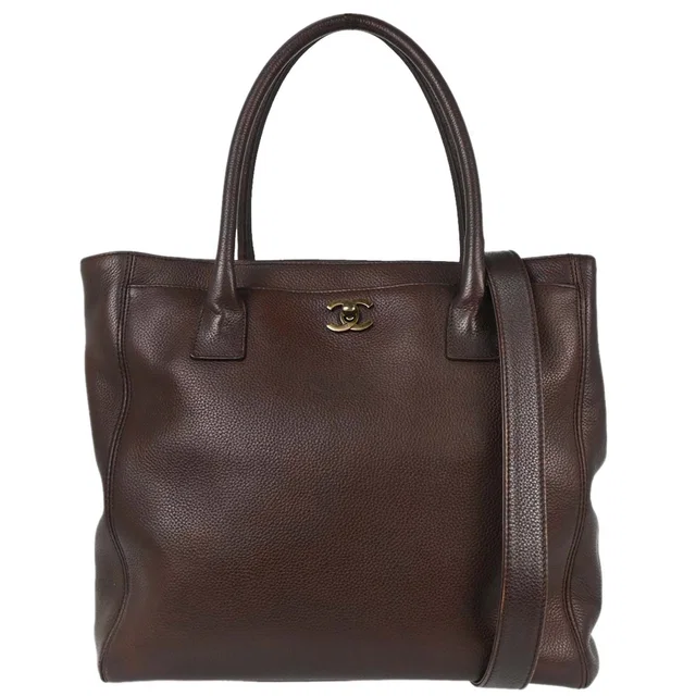 Chanel 2000-2002 Brown Calfskin Executive Cerf Tote Bag 2way Handbag in Brown Calfskin from AMORE Vintage Tokyo