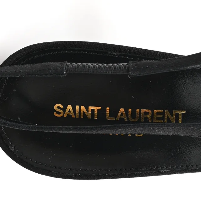 Saint Laurent Crepe De Chine Crystal Bow Slingback Pumps 41.5 Black in Black from FASHIONPHILE, photo 8 of 10