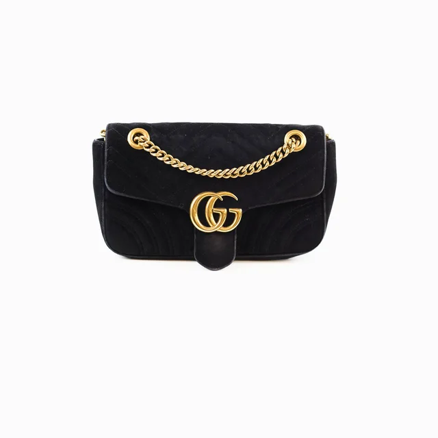 Gucci Small GG Marmont Velvet Black in Black Velvet from The Purse Affair