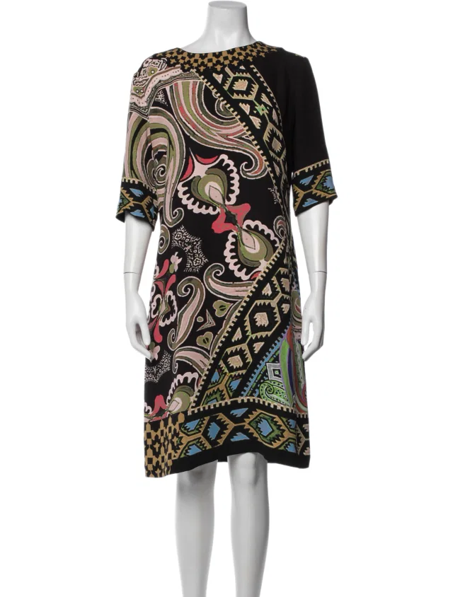 Etro Silk Knee-Length Dress in multicolor Silk from The RealReal
