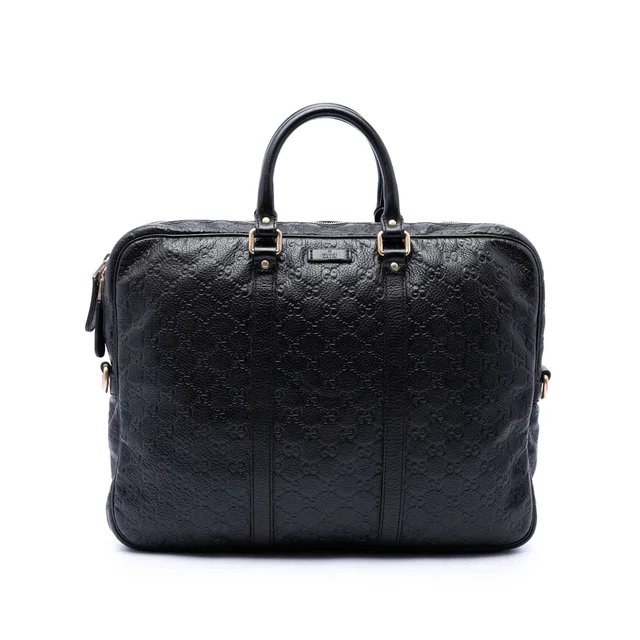 Black Gucci Guccissima Business Bag in Black Leather from Designer Revival